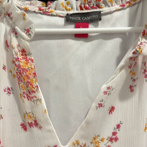 Vince Camuto White and Pink Floral Long Sleeve Dress - Picture 2 of 5